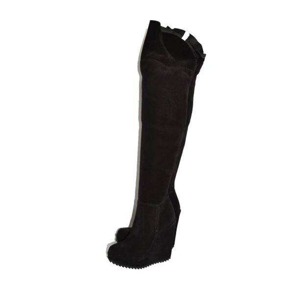 $950 Pedro Garcia OVER THE KNEE TALL BOOT Platform Black Suede 38.5 (MG27) RARE! - Picture 4 of 8